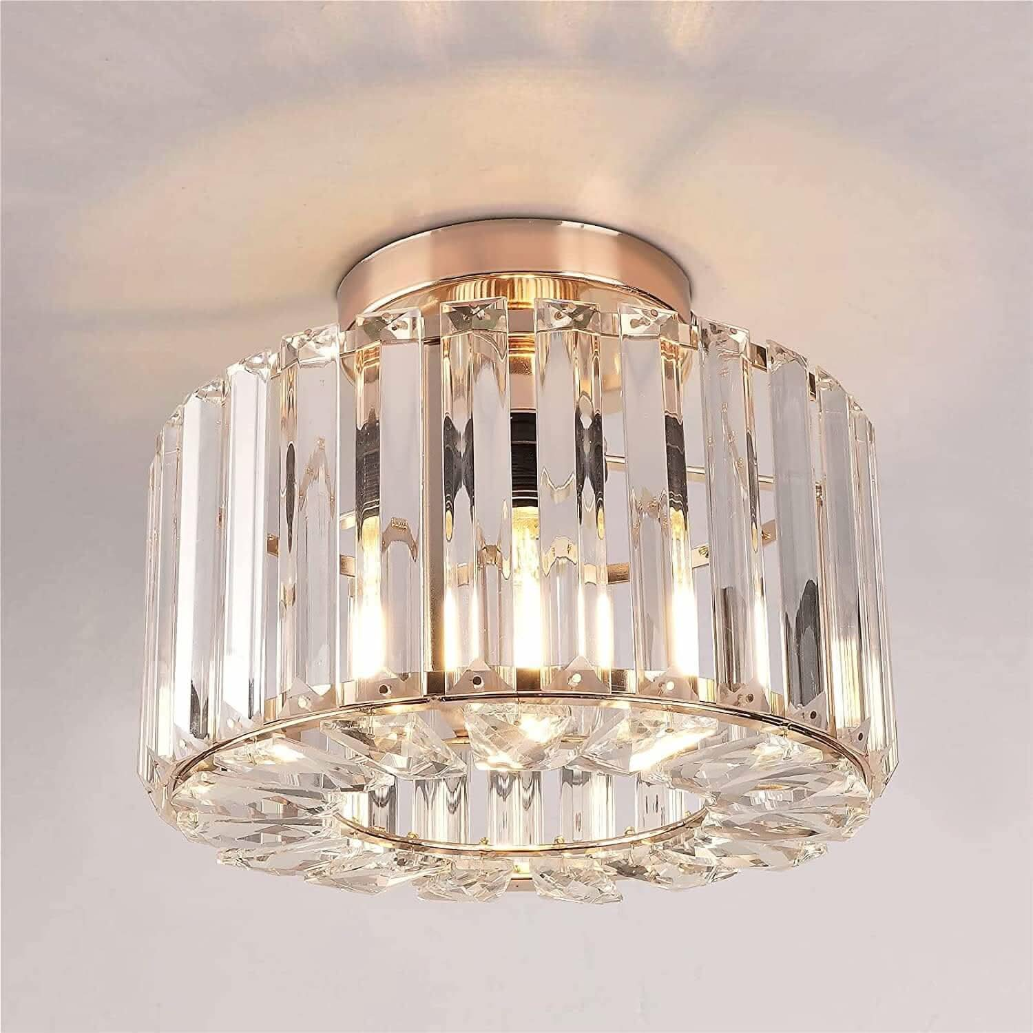 HOME Crystal Ceiling Light - Easric Modern Ceiling Lights Living Room LED Ceiling Lighting Industrial Chandeliers Ceiling Lights for Bedroom Hallway Kitchen Bathroom,Black [Energy Class A]